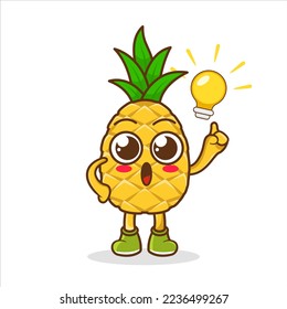 Pineapple Fruit cartoon mascot character get an idea