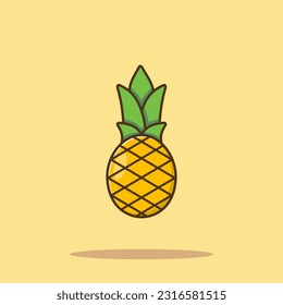 Pineapple Fruit Cartoon Vector Icon Illustration. Food Nature Icon Concept Isolated Premium Vector