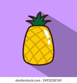 Pineapple Fruit Cartoon Vector Icon Illustration. Food Nature Icon Concept Isolated Premium Vector. Flat Cartoon Style