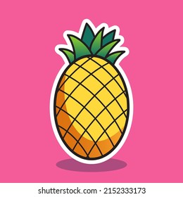Pineapple Fruit Cartoon Vector Illustration 