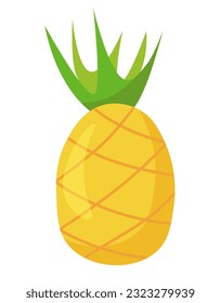 Pineapple fruit. Cartoon vector illustration for icon, sticker, logo, sign, emblem.
