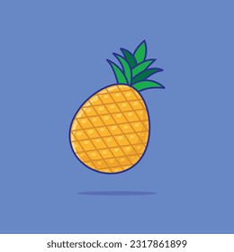 Pineapple fruit cartoon vector single icon illustration. Designed in simple flat cartoon style isolated. Fruit natural food concept. Ananas comosus. 