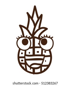 pineapple fruit character cute icon vector isolated graphic