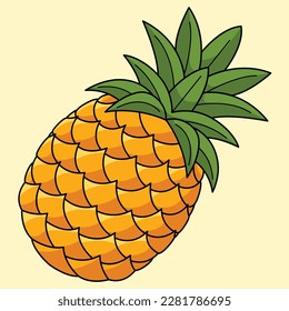 Pineapple Fruit Colored Cartoon Illustration