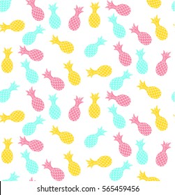 Pineapple fruit colorful cute seamless vector pattern