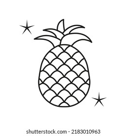 Piña, icono de línea de concepto de fruta. Ilustración de elemento simple. Pineapple, diseño de símbolos de contorno de concepto de fruta desde el escenario de verano. Se puede usar para web y móvil con fondo blanco
