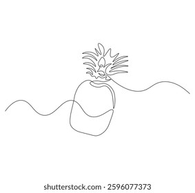 Pineapple fruit continuous line. Continuous one line drawing of Pineapple. Fresh pineapple concept. single line drawing