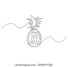 Pineapple fruit continuous line. Continuous one line drawing of Pineapple. Fresh pineapple concept. single line drawing