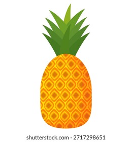 Desenho de fruta de abacaxi em estilo plano, desenho animado estilo abacaxi isolado no branco. Tema de frutas de verão, para vida saudável e natural, ilustração de vetor de frutas de abacaxi