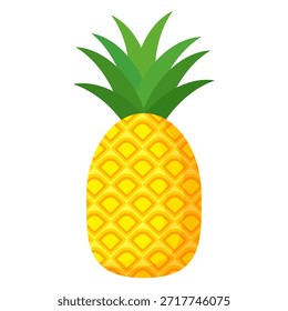 Desenho de fruta de abacaxi em estilo plano, desenho animado estilo abacaxi isolado no branco. Tema de frutas de verão, para vida saudável e natural, ilustração de vetor de frutas de abacaxi