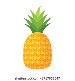 Desenho de fruta de abacaxi em estilo plano, desenho animado estilo abacaxi isolado no branco. Tema de frutas de verão, para vida saudável e natural, ilustração de vetor de frutas de abacaxi