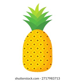 Diseño de la fruta de la piña en estilo plano, piña del estilo de la historieta aislada en blanco. Tema de frutas de verano, para una vida saludable y natural, Ilustración vectorial de frutas de piña