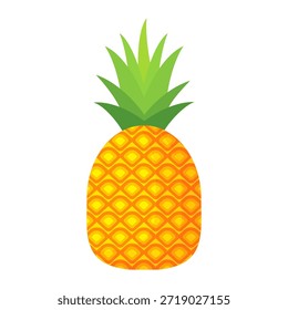Diseño de la fruta de la piña en estilo plano, piña del estilo de la historieta aislada en blanco. Tema de frutas de verano, para una vida saludable y natural, Ilustración vectorial de frutas de piña