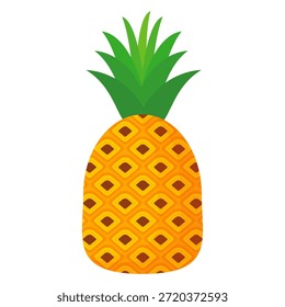 Diseño de la fruta de la piña en estilo plano, piña del estilo de la historieta aislada en blanco. Tema de frutas de verano, para una vida saludable y natural, Ilustración vectorial de frutas de piña
