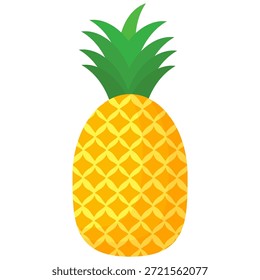 Diseño de la fruta de la piña en estilo plano, piña del estilo de la historieta aislada en blanco. Tema de frutas de verano, para una vida saludable y natural, Ilustración vectorial de frutas de piña