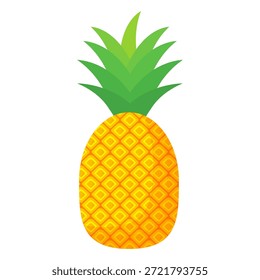 Diseño de la fruta de la piña en estilo plano, piña del estilo de la historieta aislada en blanco. Tema de frutas de verano, para una vida saludable y natural, Ilustración vectorial de frutas de piña