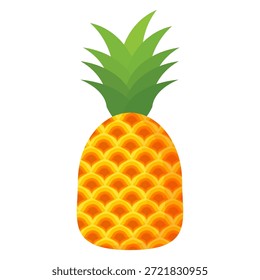 Diseño de la fruta de la piña en estilo plano, piña del estilo de la historieta aislada en blanco. Tema de frutas de verano, para una vida saludable y natural, Ilustración vectorial de frutas de piña