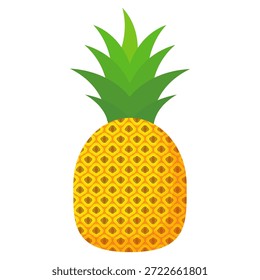 Desenho de fruta de abacaxi em estilo plano, desenho animado estilo abacaxi isolado no branco. Tema de frutas de verão, para vida saudável e natural, ilustração de vetor de frutas de abacaxi
