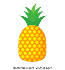 Desenho de fruta de abacaxi em estilo plano, desenho animado estilo abacaxi isolado no branco. Tema de frutas de verão, para vida saudável e natural, ilustração de vetor de frutas de abacaxi