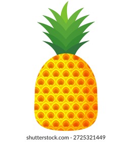Desenho de fruta de abacaxi em estilo plano, desenho animado estilo abacaxi isolado no branco. Tema de frutas de verão, para vida saudável e natural, ilustração de vetor de frutas de abacaxi