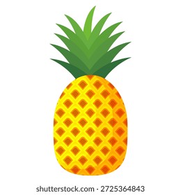 Desenho de fruta de abacaxi em estilo plano, desenho animado estilo abacaxi isolado no branco. Tema de frutas de verão, para vida saudável e natural, ilustração de vetor de frutas de abacaxi