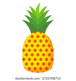 Desenho de fruta de abacaxi em estilo plano, desenho animado estilo abacaxi isolado no branco. Tema de frutas de verão, para vida saudável e natural, ilustração de vetor de frutas de abacaxi