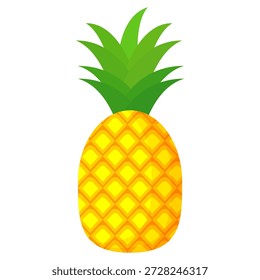 Ananas-Fruchtdesign im flachen Stil, Ananas im Cartoon-Stil einzeln auf Weiß. Sommerfrucht-Thema, für gesundes und natürliches Leben, Ananas-Frucht, Vektorgrafik