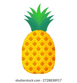 Ananas-Fruchtdesign im flachen Stil, Ananas im Cartoon-Stil einzeln auf Weiß. Sommerfrucht-Thema, für gesundes und natürliches Leben, Ananas-Frucht, Vektorgrafik