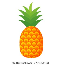 Diseño de la fruta de la piña en estilo plano, piña del estilo de la historieta aislada en blanco. Tema de frutas de verano, para una vida sana y natural, Ilustración vectorial de frutas de piña