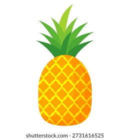 Pineapple fruit design in flat style, cartoon style pineapple isolated on white. Summer fruit theme, for healthy and natural living, Pineapple fruit vector illustration
