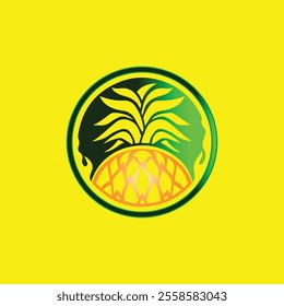 pineapple fruit farm vector.  pineapple fruit farm illustration in flat style. fresh summer fruit.