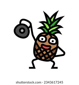 pineapple fruit fitness character color icon vector. pineapple fruit fitness character sign. isolated symbol illustration