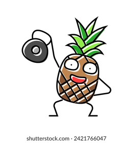 pineapple fruit fitness character color icon vector. pineapple fruit fitness character sign. isolated symbol illustration