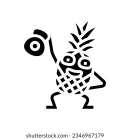 pineapple fruit fitness character glyph icon vector. pineapple fruit fitness character sign. isolated symbol illustration