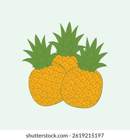 Pineapple fruit flat design cartoon icon illustration