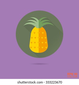 pineapple fruit flat design vector icon