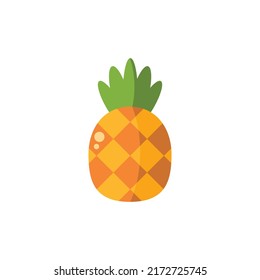Pineapple Fruit Flat Icon - Summer Season Icon Vector Illustration