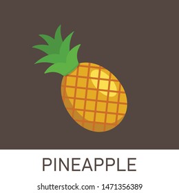 Pineapple fruit flat style vector illustration. 