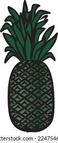 Pineapple fruit with green leaves
