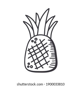 Ananas-Handzeichnung und Strichsymbol-Design des gesunden Bio-Food-Themas Vektorgrafik