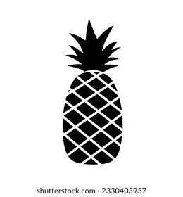 pineapple fruit icon. black silhouette of pineapple on white background