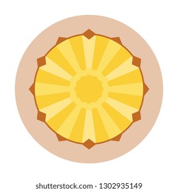 pineapple fruit icon. flat sign of natural organic fruit in circle on white background. colorful vector illustration easy to edit and customize. eps 10