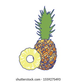 pineapple fruit icon over white background, vector illustration