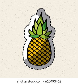 pineapple fruit icon over white background. colorful design. vector illustration