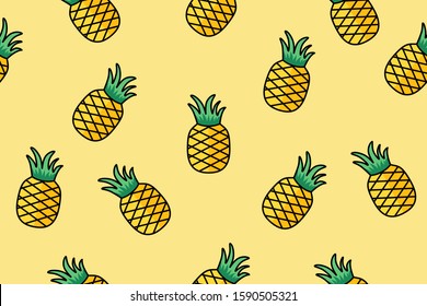 Pineapple fruit icon seamless pattern background