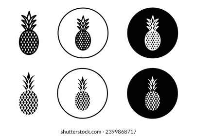 Pineapple fruit icon. tropical ananas with natural organic and fresh leaf symbol mark. exotic pineapple plant juice vector  illustration