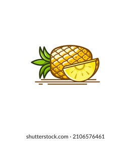 Pineapple fruit icon vector illustration with pineapple slice