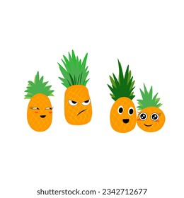 pineapple fruit illustration design, a set of pineapple icon
