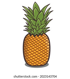 pineapple fruit illustration on white background for children's book