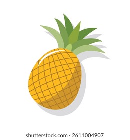 Pineapple fruit illustration. Whole Pineapple. Delicious fruit. Yellow fruits. Cute fruit character. Tropical fruit.